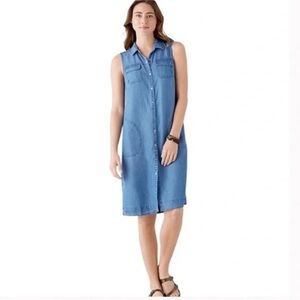 J. Jill Tencel Linen Sleeveless Snap Up Dress